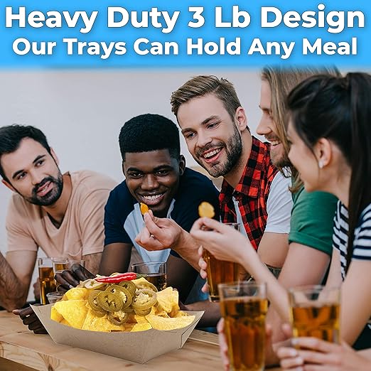 Eco Friendly USA-Made 3lb Food Holder Trays 150 Pk. Compostable Kraft Paper - Image 4