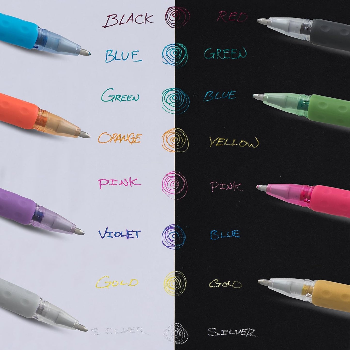 Pentel Arts Sparkle Pop Metallic Gel Pen, 1.0mm Bold Line, Gold & Silver Ink, 2 Count (Pack of 1) (K91PABPXZ)