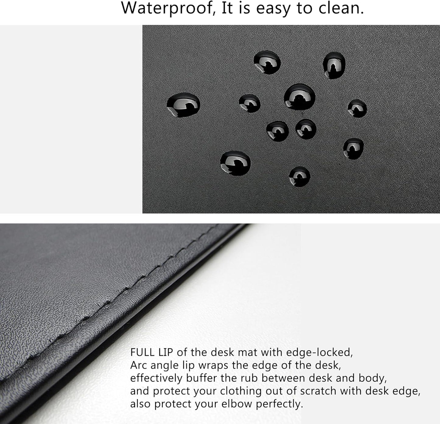 AKOZLIN 27.55”x 15.8" Soft PU Leather Surface Office Desk Mouse Mat Anti-Push Pad with Full Grip Fixation Lip Table Blotter Edge-Locked Protector