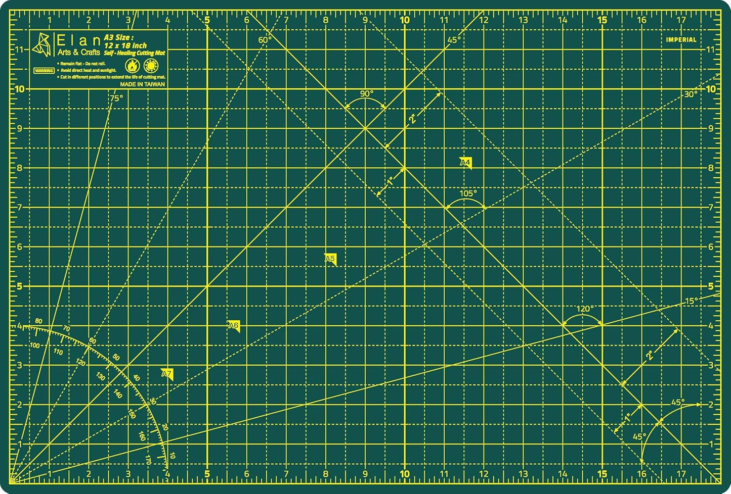 Elan Cutting Mat A3 Green, Self Healing Cutting Mat 12x18 Inch, 5-Ply Craft Board Green, Hobby Board for Crafts 12x18 Inch