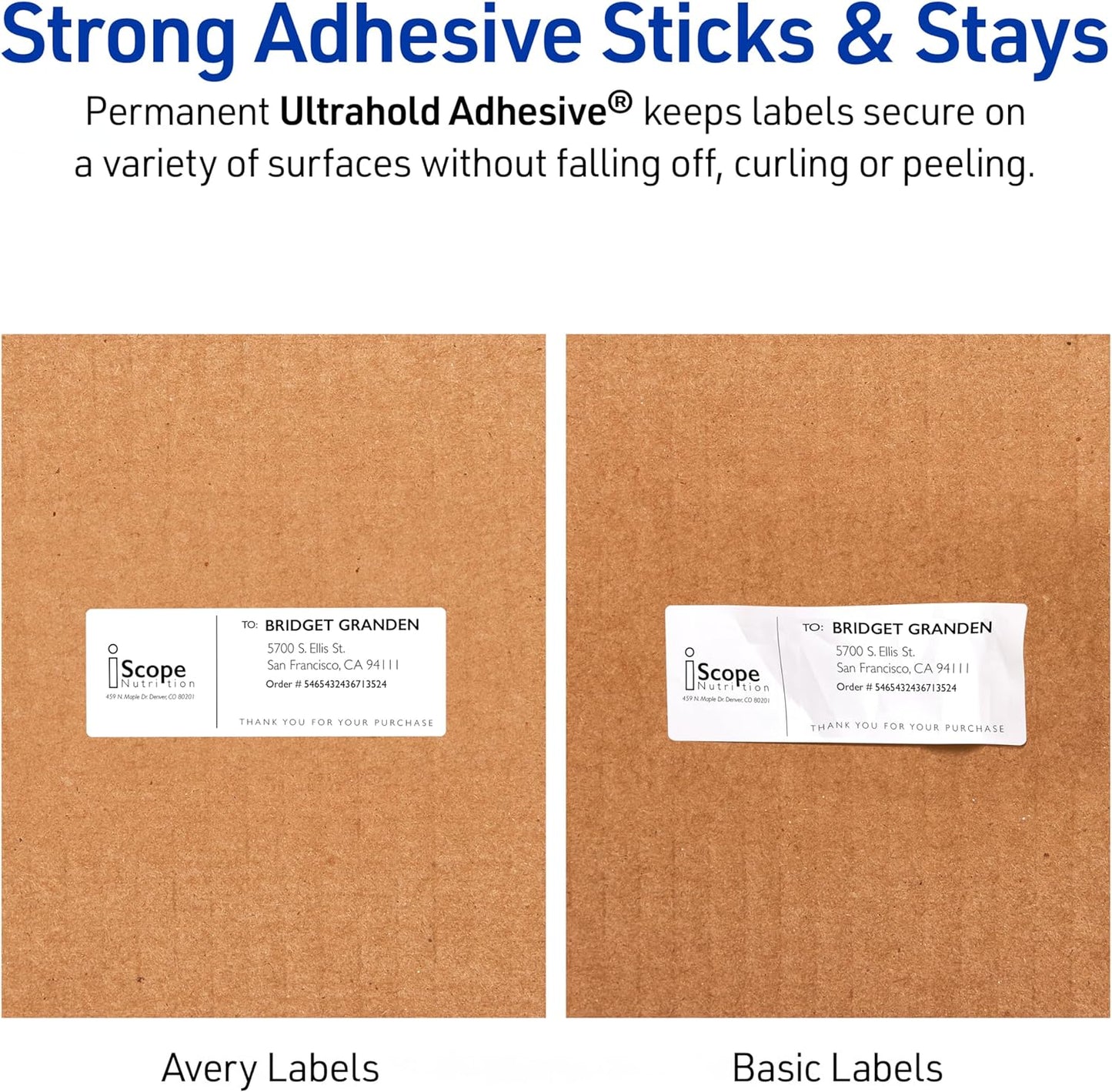 Avery Waterproof Sticker Labels for Printer - 1"x2-5/8" Mailing Labels, Ultrahold Permanent Adhesive, Laser Printers, 7,500 Printable Avery Address Label Sheets (5520)
