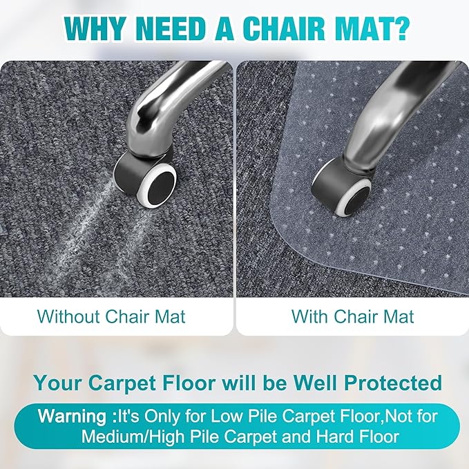 Office Chair Mat for Carpets, Non-Slip Computer Desk Chair Mat for Low Pile - Image 2
