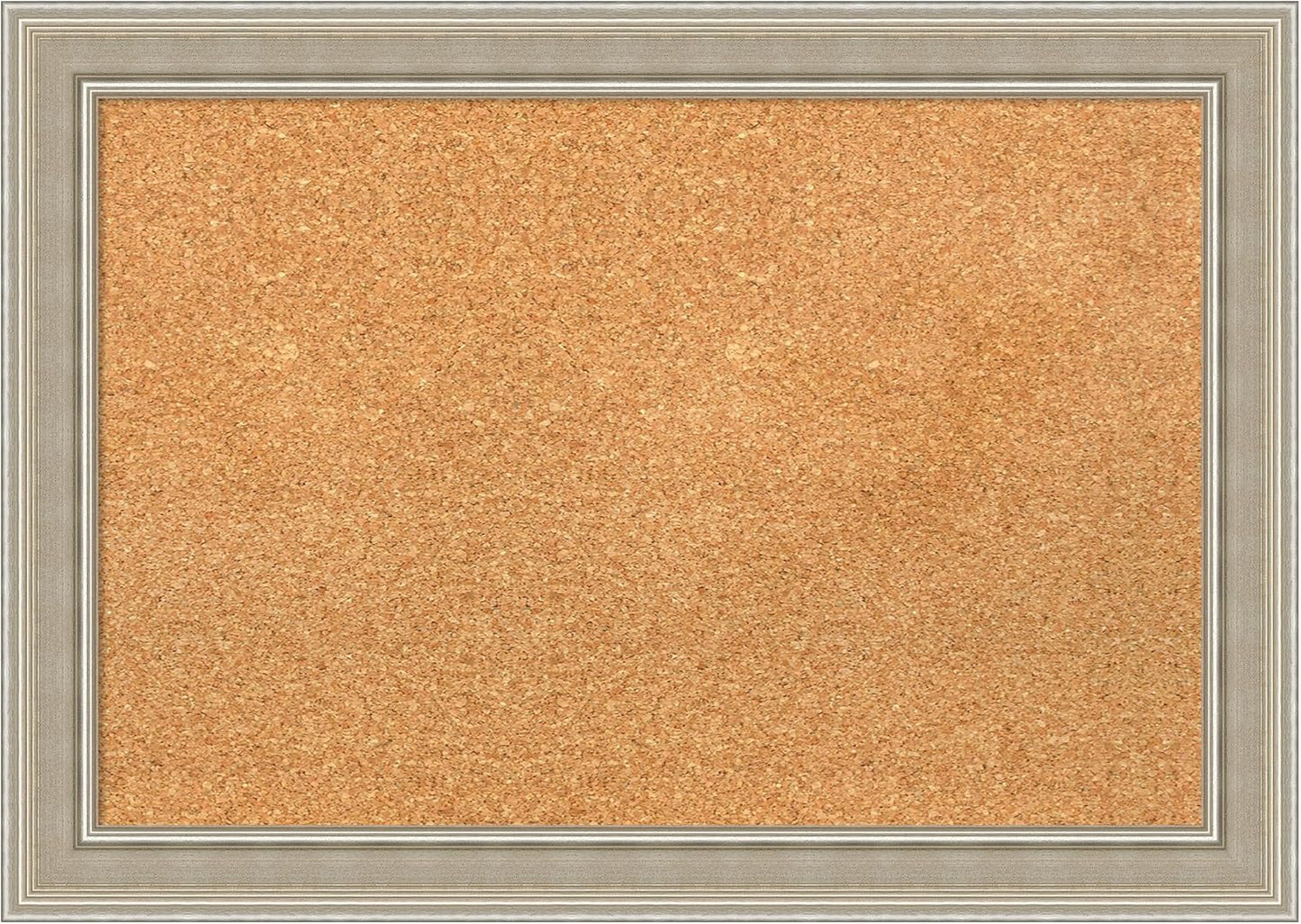 Amanti Art Natural Cork Board for Wall, 20x28 Vision Board with Silver Wood Frame, Medium Corkboard Office Decor for Home Organization, Modern Contemporary Corkboard Pinboard to display items for home