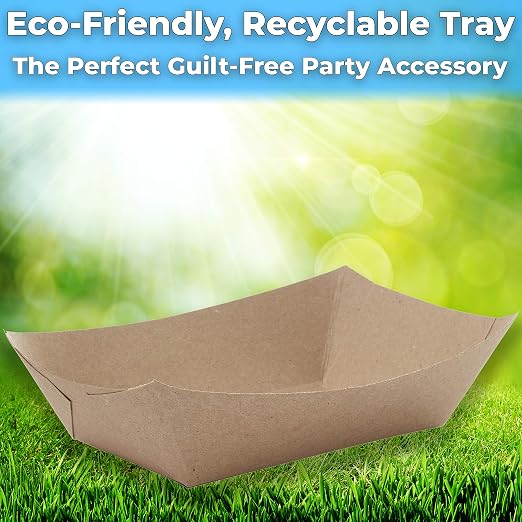 Eco Friendly USA-Made 3lb Food Holder Trays 250 Pk. Compostable Kraft Paper - Image 2