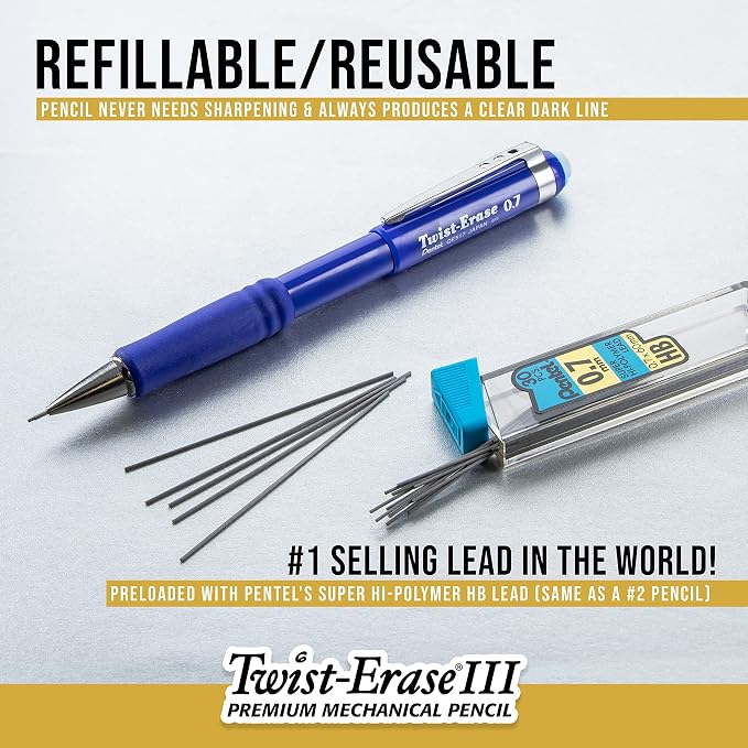 Pentel Twist-Erase III Mechanical Pencil, Medium Line - Image 4