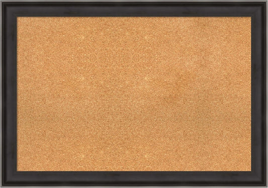 Amanti Art Natural Cork Board for Wall, 28x40 Vision Board with Black Wood Frame, Large Corkboard Office Decor for Home Organization, Casual Corkboard Pinboard to display items for home organization