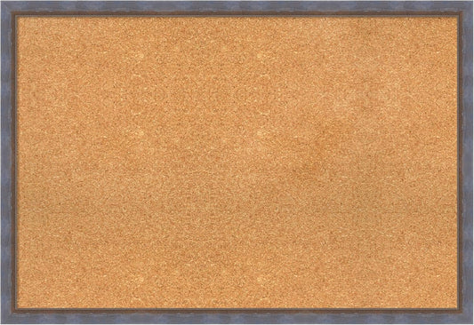 Amanti Art Natural Cork Board for Wall, 26x38 Vision Board with Blue Wood Frame, Large Corkboard Office Decor for Home Organization, Modern Contemporary Corkboard Pinboard to display items for home