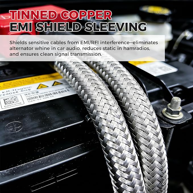 9/16" Wide Tinned Copper Braided Metal Wire Shielding Sleeve Ground Strap - Image 4