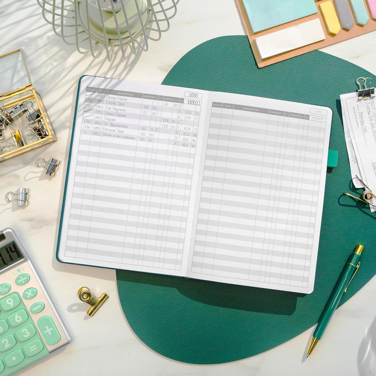 Clever Fox Check Register Book - Deluxe Transaction Register, Accounting Ledger Book, Checkbook Register & Checking Account Register Book for Personal and Work Use, A5 Hardcover - Dark Teal