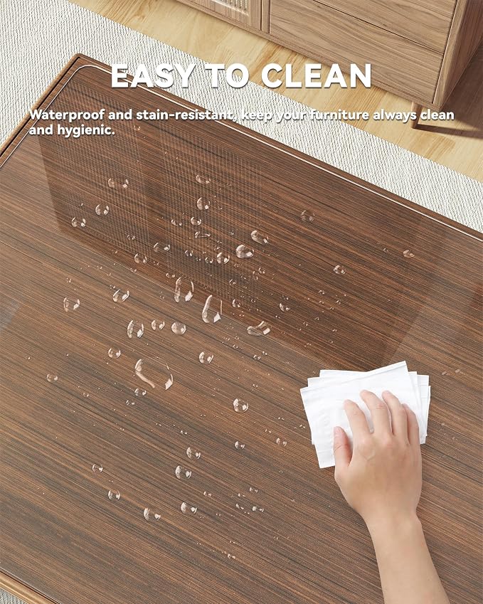 Oterri Clear Writing Desk Pad, 16’’x36” Heat Resistant Waterproof PVC Round - Image 4