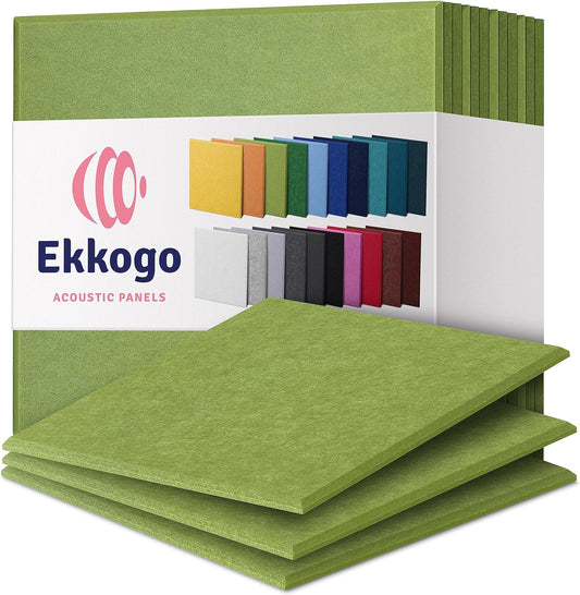 Acoustic Panels 12-Pack Soundproof Wall 12"X12"X0.4" - High Density Sound Dampening [Gin Green Square]