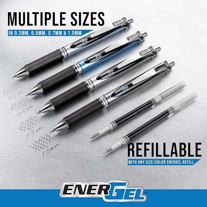 Pentel EnerGel RTX Retractable Liquid Gel Pen, Medium Line, Metal Tip - Image 5