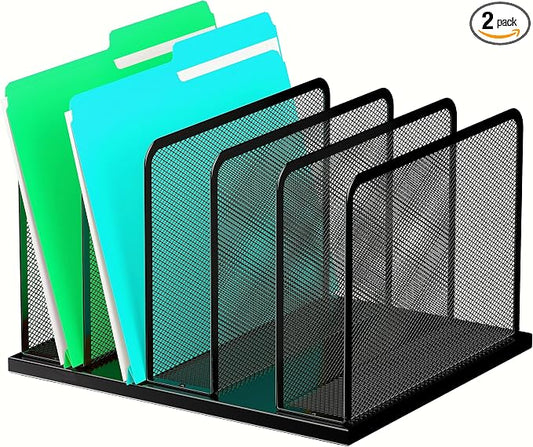 Kuntine.B Desk File Organizer Upright Mesh Desktop Organizer File Sorter Office by KuntineB